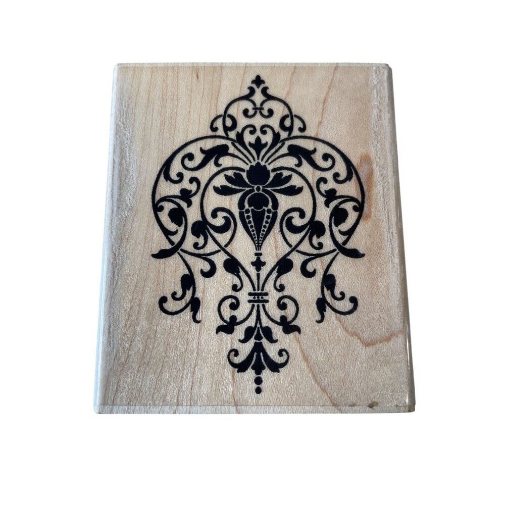 Stampendous V268 Scrolled Medallion‎ Wood Mount Rubber Stamp